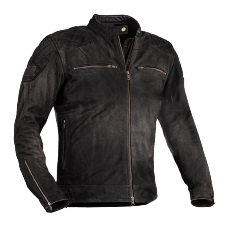 BLOUSON DE MOTO EN CUIR NOIR PREMIUM POUR HOMME, DE STYLE VINATGE