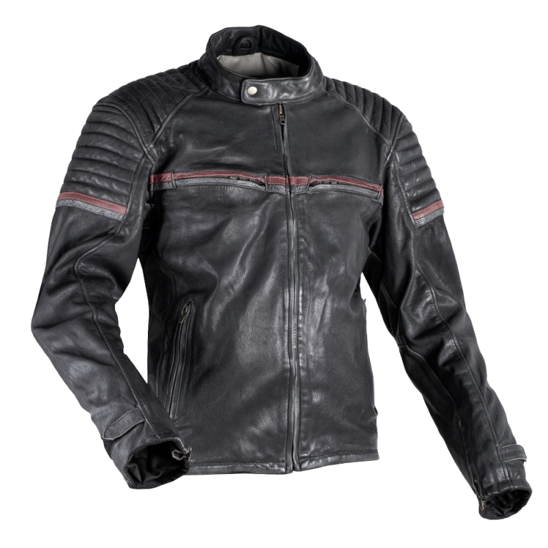 Stealth 92X Vintage sort motorcykeljakke i gedeskind – CE-niveau 2-beskyttelse, Kevlar®-forstærket
