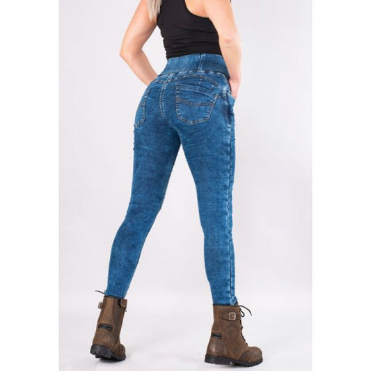 Lady motorcycle Denim Leggings Original blue – High-Waisted, 4-Way Stretch, Breathable and Antimicrobial Performance Tight