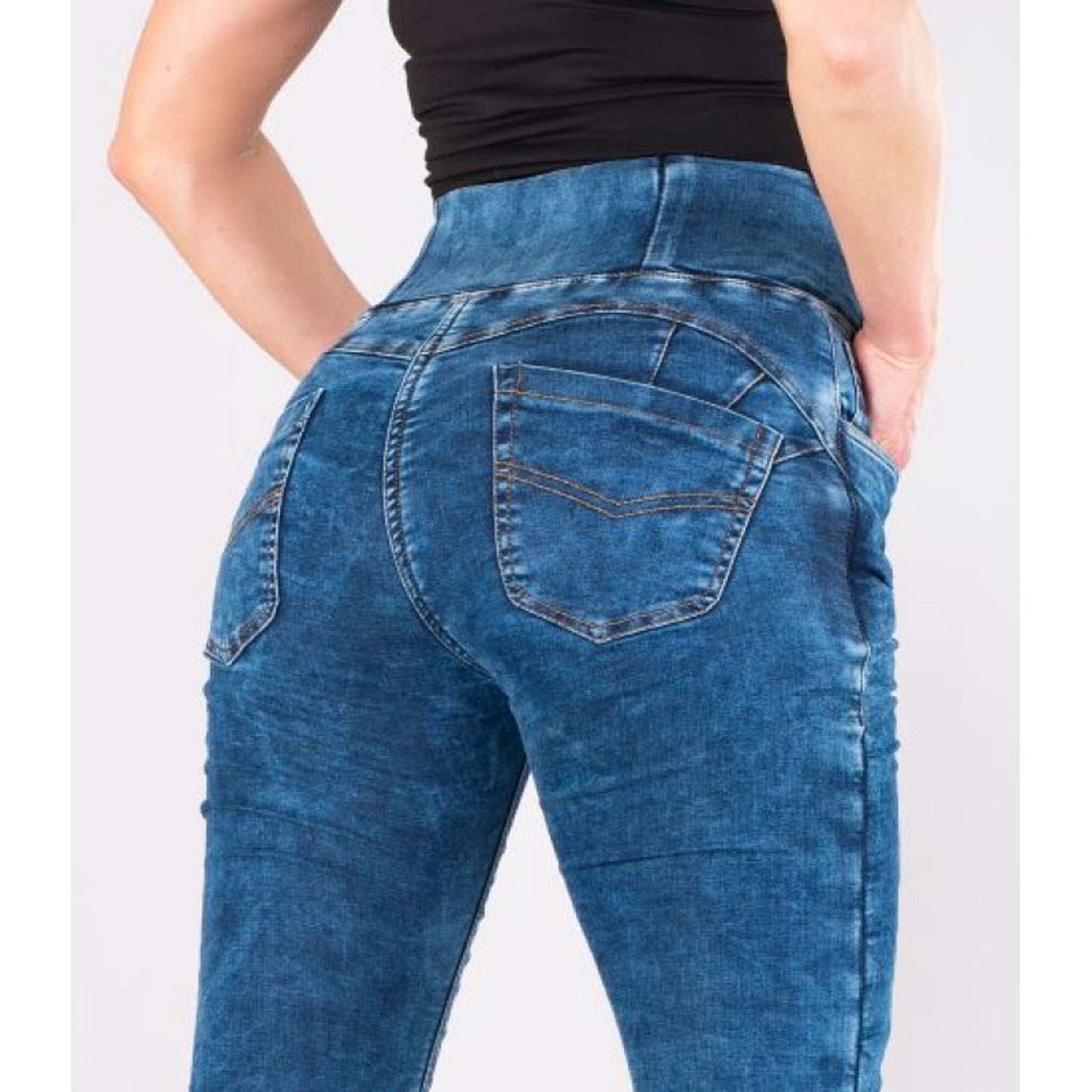 Lady motorcycle Denim Leggings Original blue – High-Waisted, 4-Way Stretch, Breathable and Antimicrobial Performance Tight