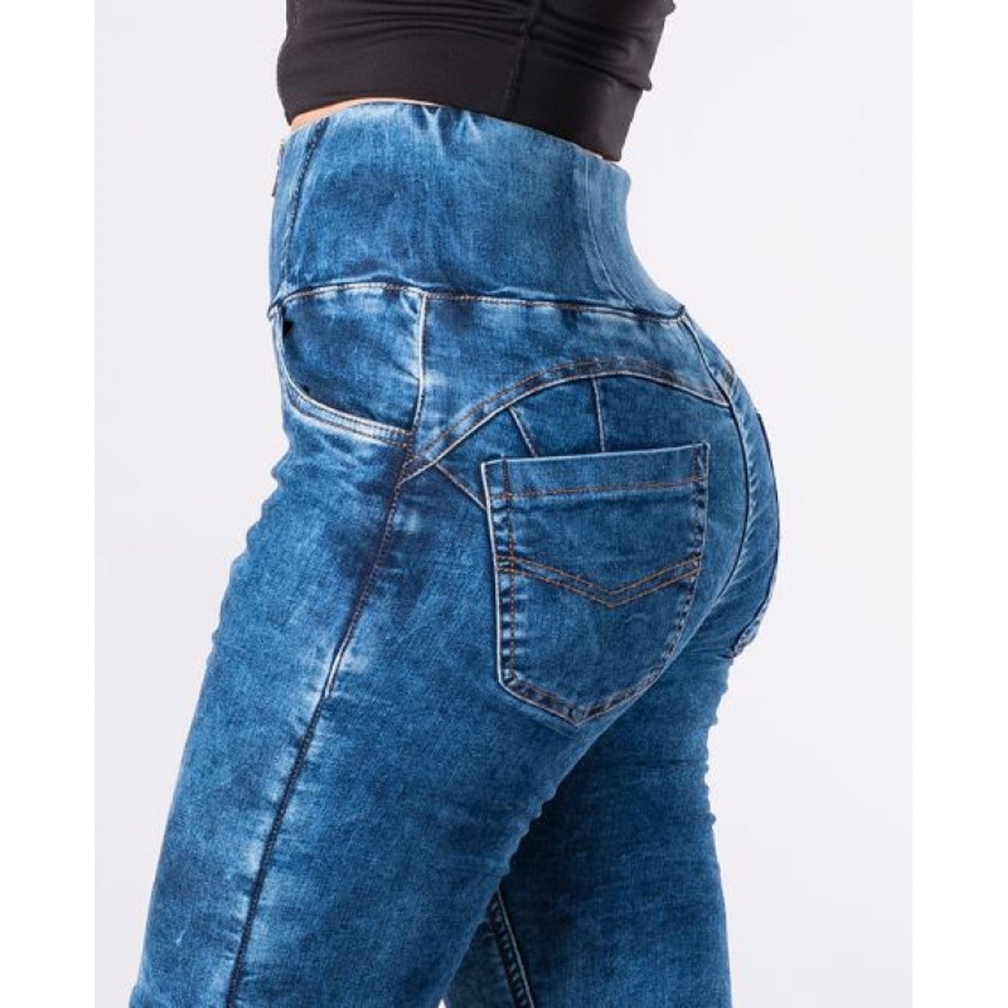 Lady motorcycle Denim Leggings Original blue – High-Waisted, 4-Way Stretch, Breathable and Antimicrobial Performance Tight