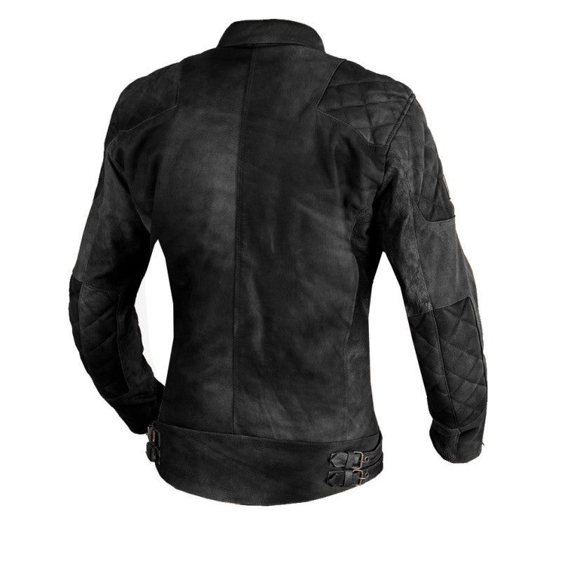 Veste de moto en cuir noir vintage haut de gamme pour femme – CE Armored, équipement de motard classique pour femme