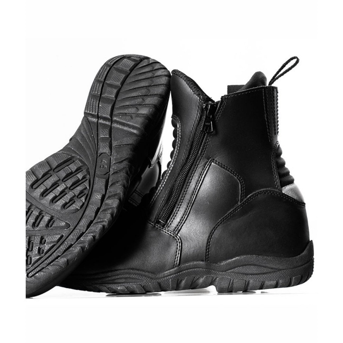 Bottes de moto classiques en cuir noir – Certifiées CE niveau 2, membrane imperméable et respirante, renfort cheville, protection durable du levier de vitesse pour unisexe