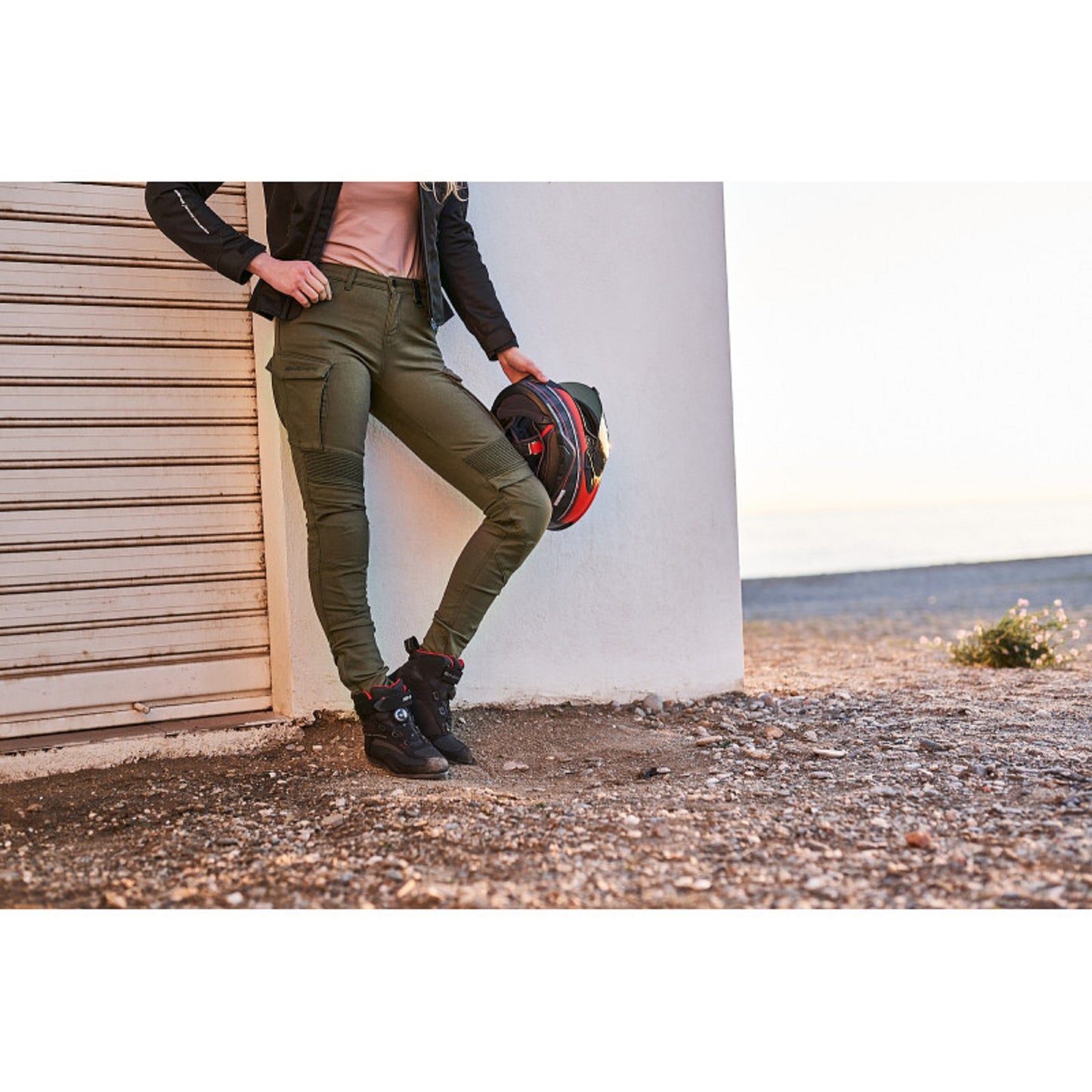 Women's Motorcycle Jeans – Lady Cargo Kevlar "Olive Green"  | CE 17092 Certified Protective Riding Denim with Kevlar & Armor Pockets