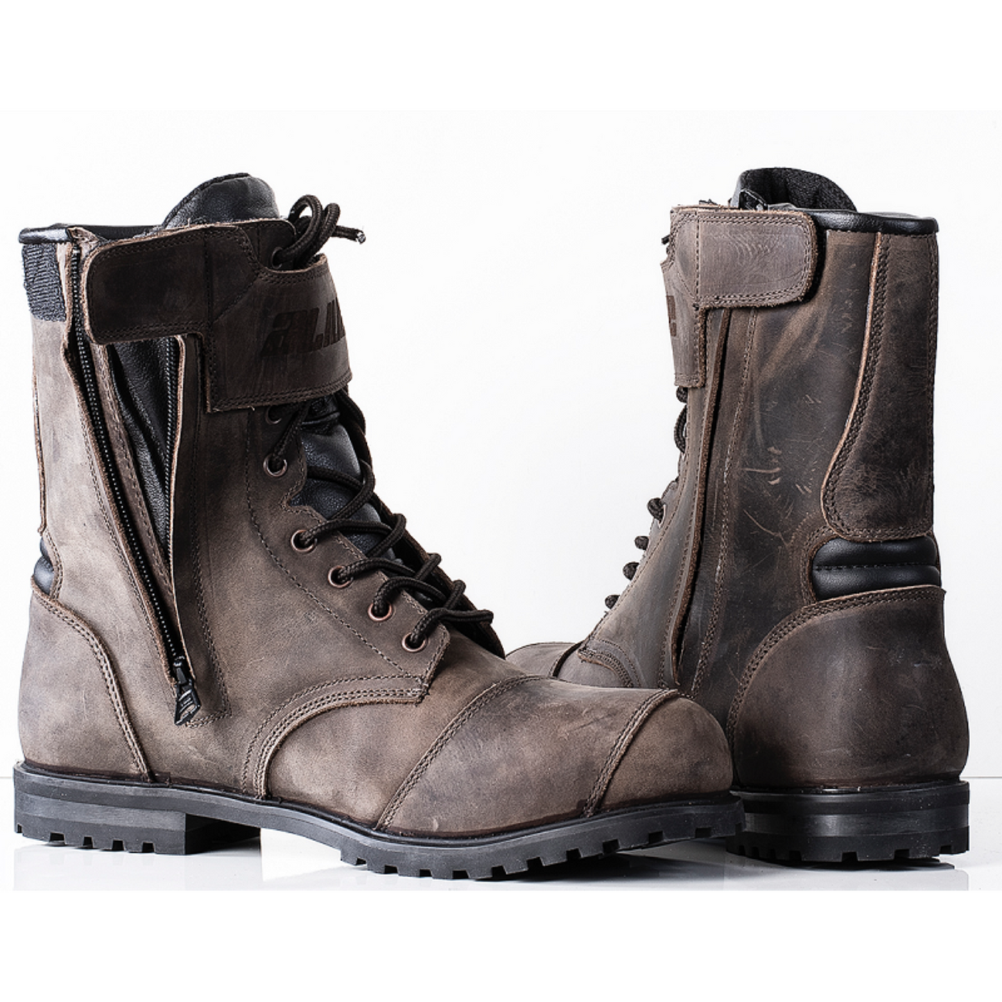 Vintage Brown Leather Motorcycle Boots — Waterproof Breathable Membrane, CE Level-2 Certified, Reinforced Ankle & Sole, Rubber Gear Shift Protection with adjustable YKK Zippers for Unisex