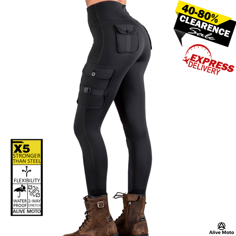Premium Water-Repellent Kevlar Motorcycle Leggings for Women | CE Level-2 Protection