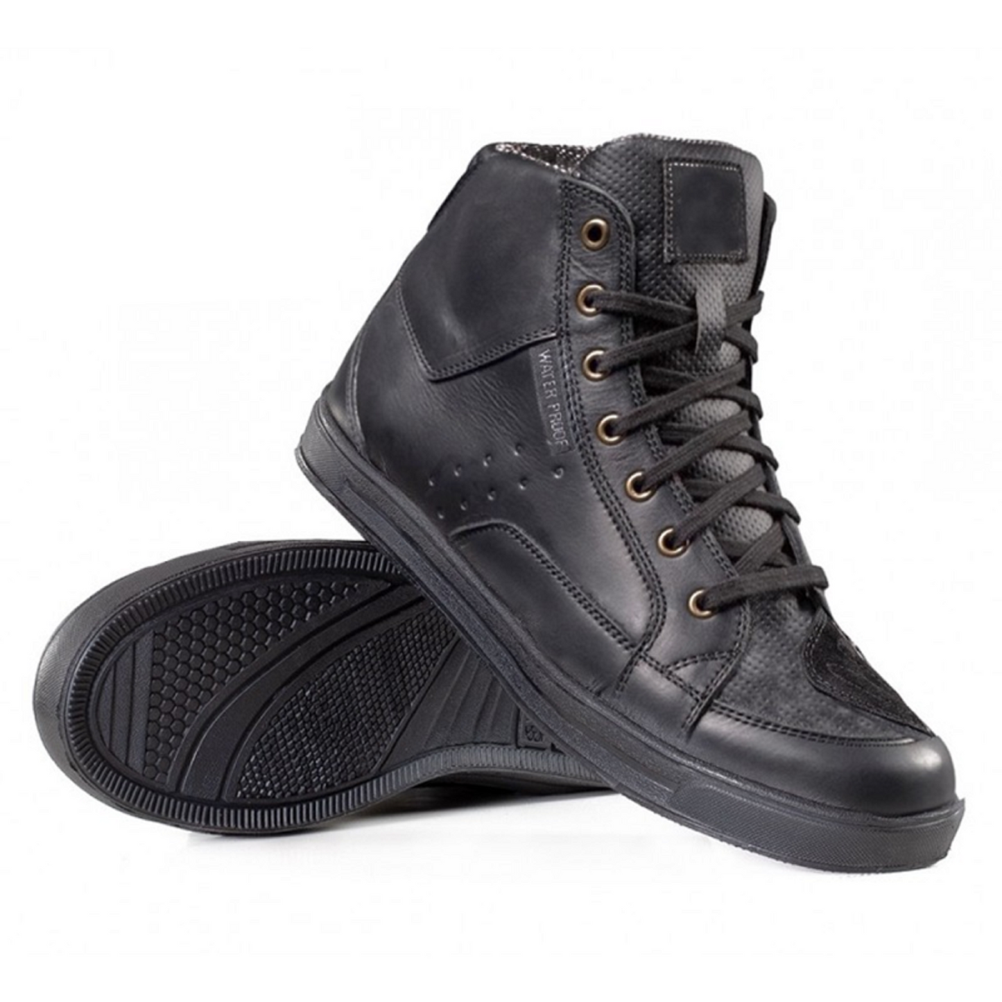 Blacktide Level-2 CE Waterproof Riding Sneakers with premium leather, breathable membrane, reinforced anti-slip sole, adjustable calf strap, and zipper closure for Unisex