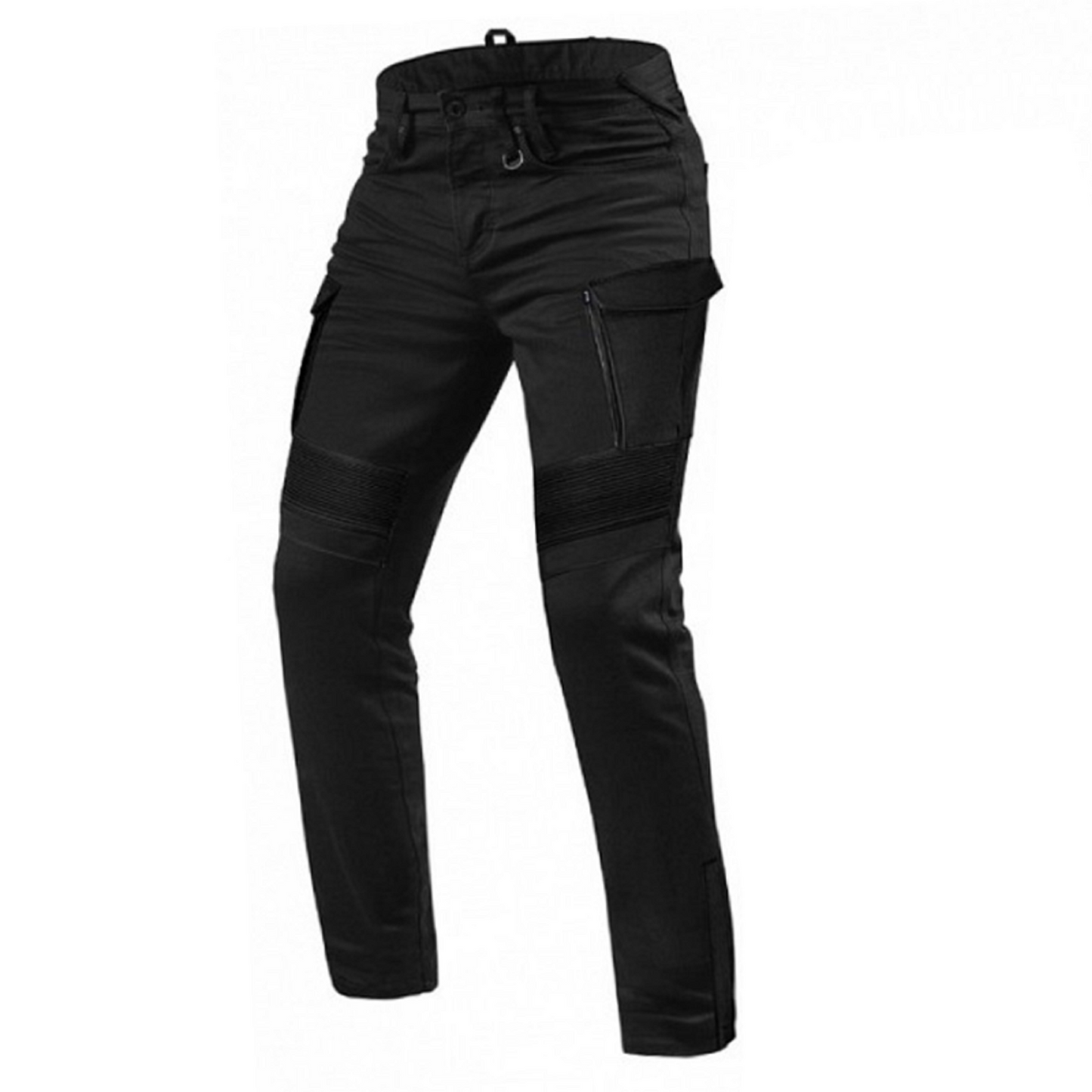 Herre motorcykeljeans – Cargo GT-Rider jeanbukser "Jet Black" | CE 17092 certificeret beskyttende køredenim med Kevlar og panserlommer