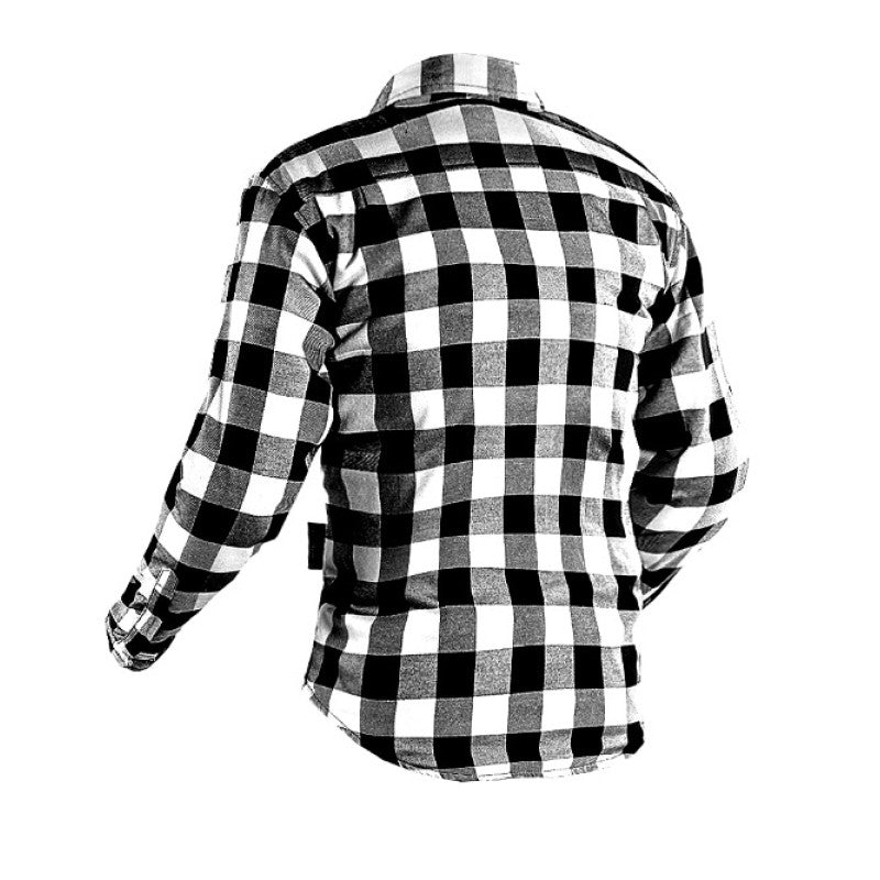 Premium White Flannel Motorcycle Shirt – CE Level 2, DuPont™ Kevlar®, Water-Repellent