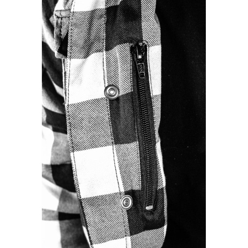 Premium White Flannel Motorcycle Shirt – CE Level 2, DuPont™ Kevlar®, Water-Repellent