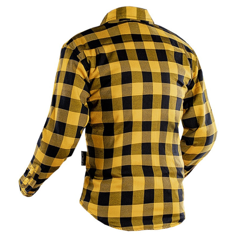 Premium Yellow Flannel Motorcycle Shirt – CE Level 2, DuPont™ Kevlar®, Water-Repellent