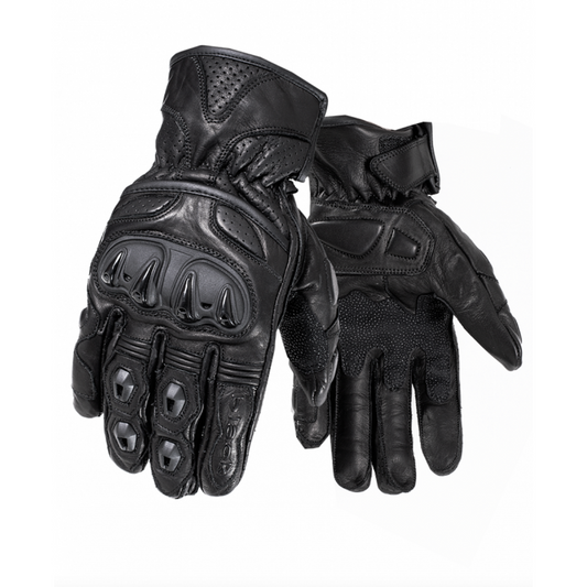 Black Track Short Motorcycle Gloves – Hard Knuckle Protection & Touchscreen Summer Fit for Men's