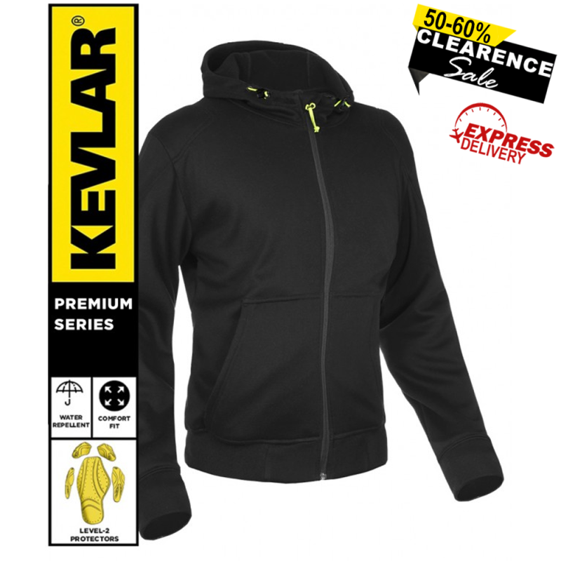 Lady Barricade Kevlar Motorcycle Hoodie – Plain Black | CE Level-2 Armor | DuPont™ Kevlar® | Water-Repellent Urban Riding Gear