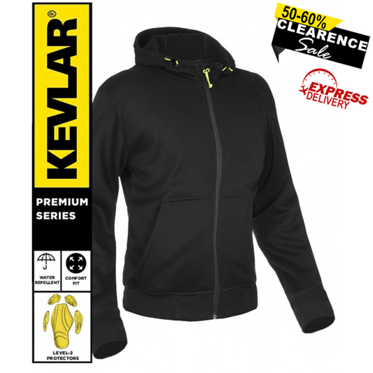 Lady Barricade Kevlar Motorcycle Hoodie – Plain Black | CE Level-2 Armor | DuPont™ Kevlar® | Water-Repellent Urban Riding Gear