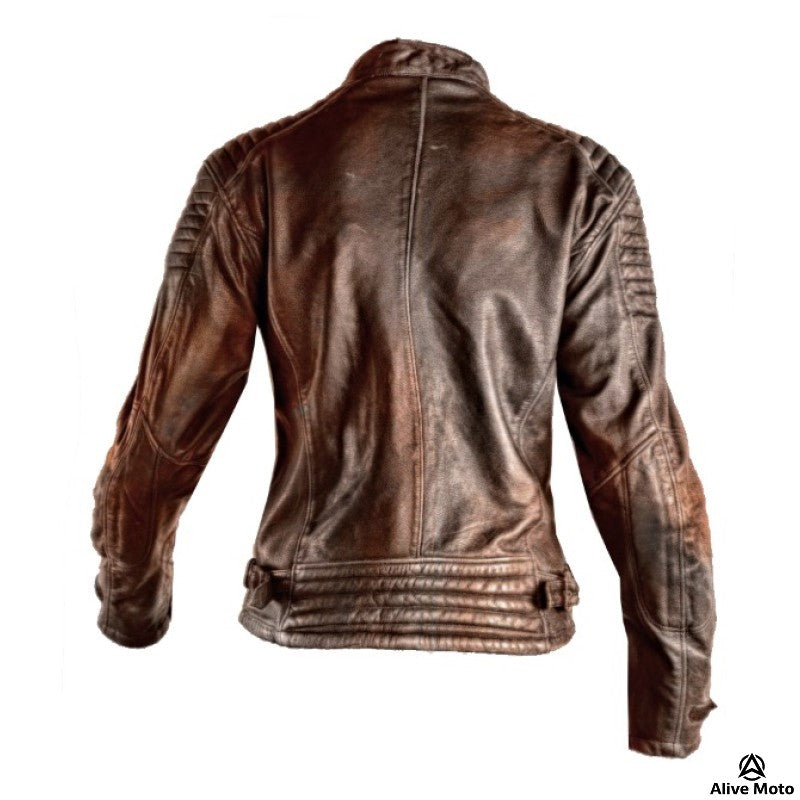 Lady Bandit 92X Brown Goat Nappa Motorcycle Leather Jacket – CE Level-2 Protection & DuPont™ Kevlar®