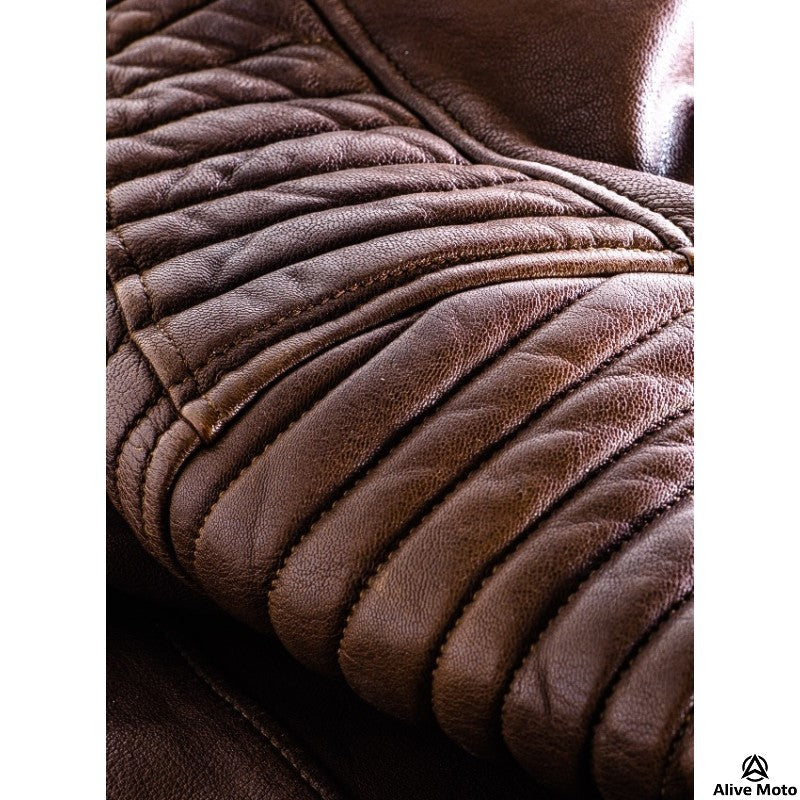 Lady Bandit 92X Brown Goat Nappa Motorcycle Leather Jacket – CE Level-2 Protection & DuPont™ Kevlar®