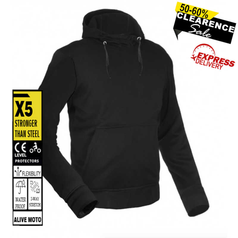 Lady Bandit Waterproof Motorcycle Hoodie – Black | CE Level-2 Armor | DuPont™ Kevlar® | Women's Urban Riding Gear