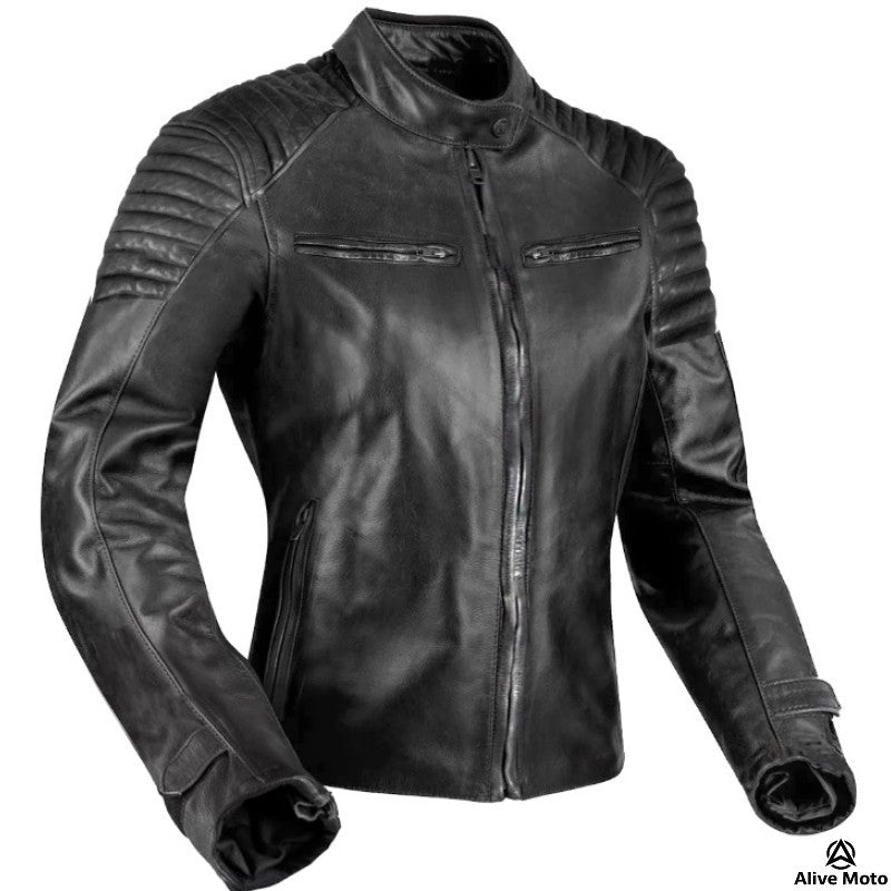 Premium Black Goat Nappa Leather Motorcycle Jacket – Bandit 92X with CE Level-2 Protection