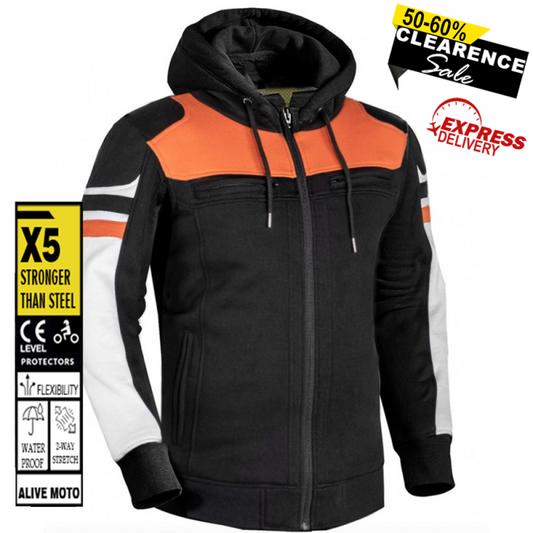 Motorcycle HD-Rider Hoodie – CE Certified, Kevlar® Lined, Water-Repellent, Urban Rider Protection