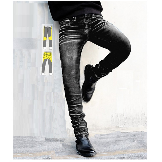 Men's Motorcycle Jeans – Motorcycle Rider Classic "Dark Night"  | CE 17092 Certified Protective Riding Denim with Kevlar & Armor Pockets