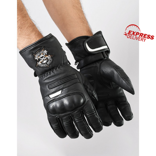 ATA Scullrider™ Men's Motorcycle Leather Gloves – Waterproof, Warm & Touchscreen Compatible