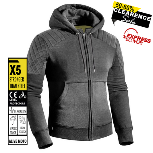 Women's Premium Classic Grey Motorcycle Hoodie – CE Certified Protection (EN 17092‑4:2020)