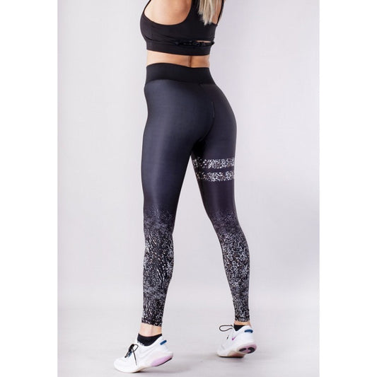 SHAPELAB Dash Black Straps Leggings – High Waist, 4-Way Stretch, Antimicrobial & Breathable Fitness Tights