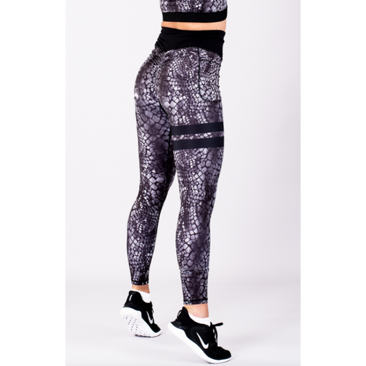 SHAPELAB Cobra Black Scrunch Leggings – High Waist, Scrunch-Bum, 4-Way Stretch, Antimicrobial Fitness Tights