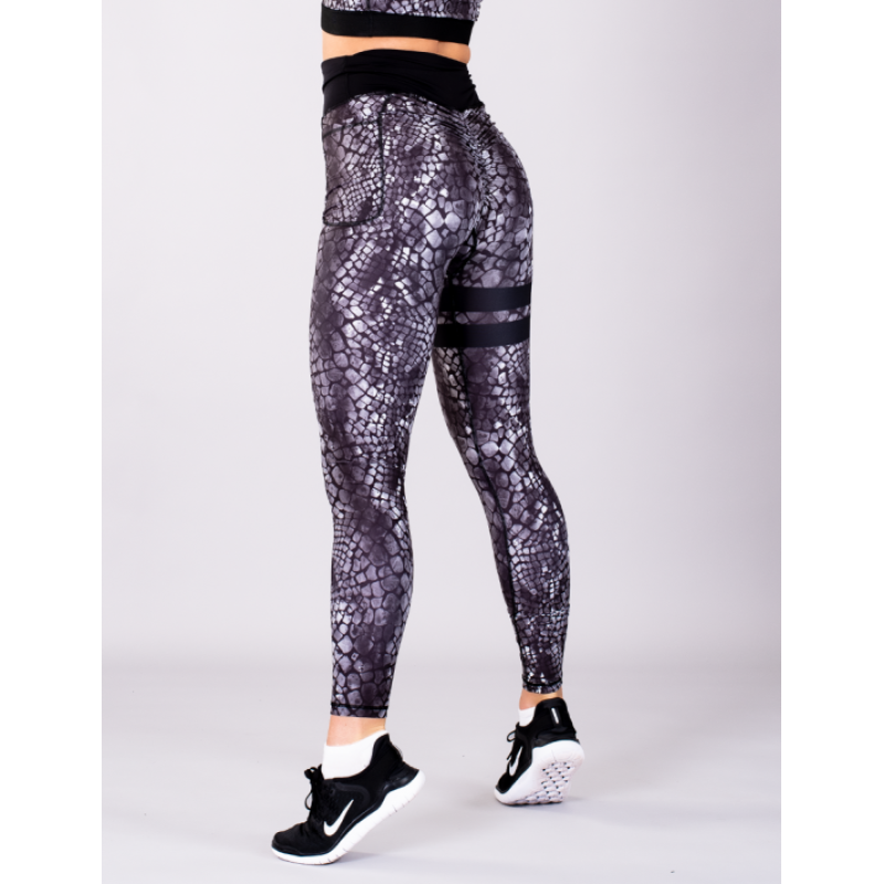 SHAPELAB Cobra Black Scrunch Leggings – High Waist, Scrunch-Bum, 4-Way Stretch, Antimicrobial Fitness Tights