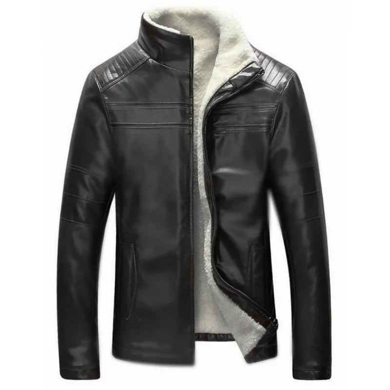 Supreme AV8 Saint Men’s Shearling Leather Jacket – Vintage Brown Cowskin, Soft Fur Liner, Multiple Pockets