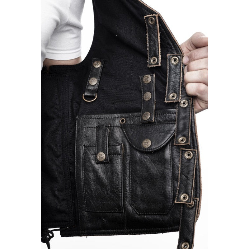 Tony black leather vest Premium Cowhide, Patch Ready Back, Ideal for Biker Clubs & Riders