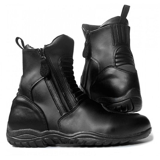 Classic Black Leather Motorcycle Boots – CE Certified Level 2, Breathable Waterproof Membrane, Ankle Reinforcement, Durable Gear Lever Protection for Unisex