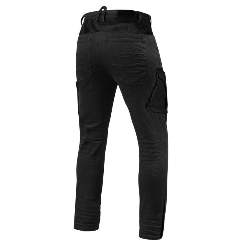 Cargo Jet-Black GT-Rider Motorcycle Jeans – Kevlar Reinforced, Waterproof, Stylish Riding Pants with Pockets for All-Season Use
