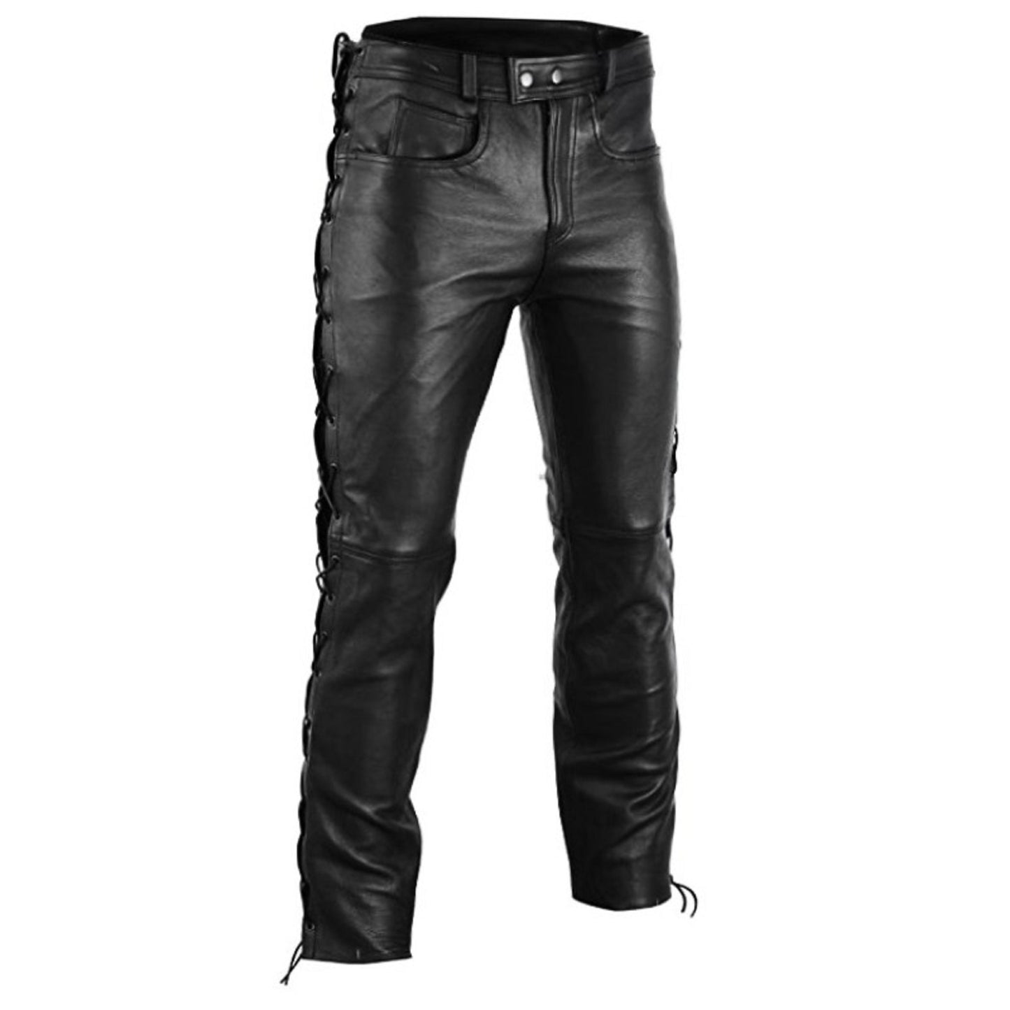 Unisex Lace-Up Retro Leather Pants – Vintage Style, Modern Edge