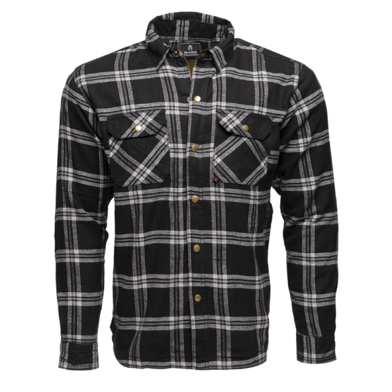 Premium Coyote Black/White Motorcycle Armour Shirt – Waterproof, CE Level 2 Protection, Kevlar® Lined, Men's Sizes XXS-6XL