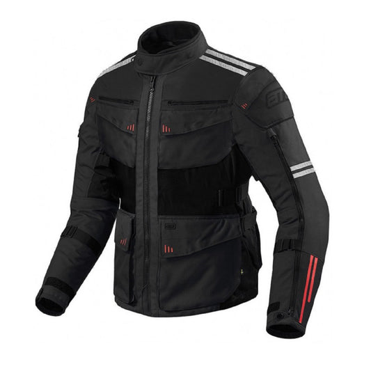 Roadway Black Motorcycle Touring Jacket  Waterproof, Windproof, CE Armored Textile Jacket for All-Weather Riding Comfort