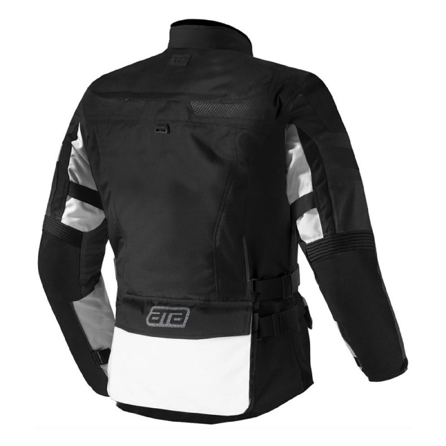 Veste de moto de tourisme noire et blanche Guardian, équipement de conduite toutes saisons avec protection CE, imperméable, élégante et durable
