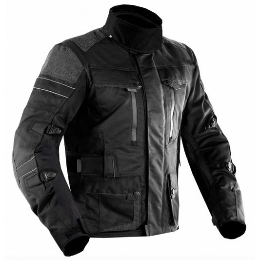 Premium Dynatech Black Motorcycle Jacket  All-Weather, Waterproof, Windproof, CE Armored Touring Gear for Every Season Ride
