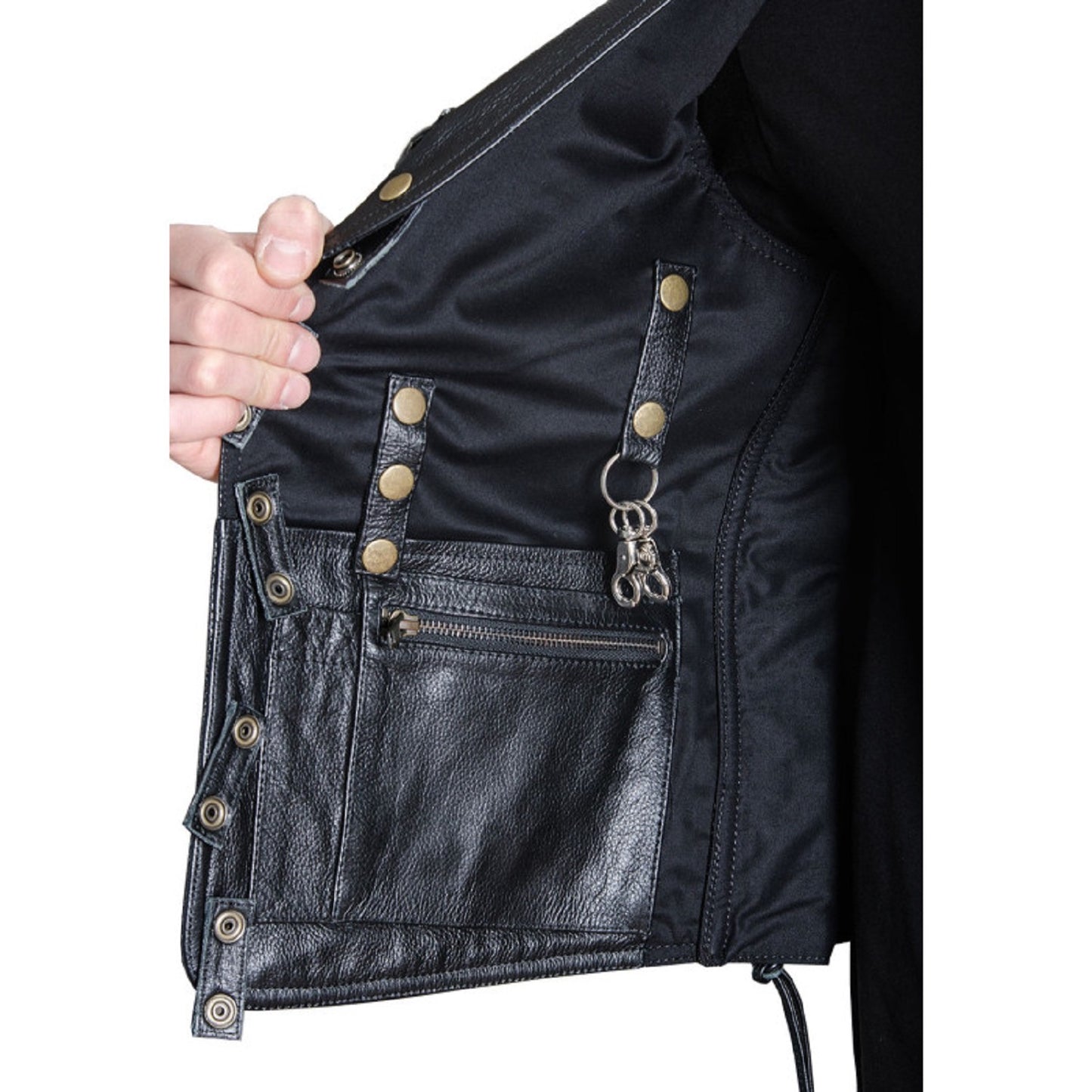 Men's Club Black Motorcycle Leather Vest with Side Laces  Premium Cowhide, Patch Ready Back, Ideal for Biker Clubs & Riders